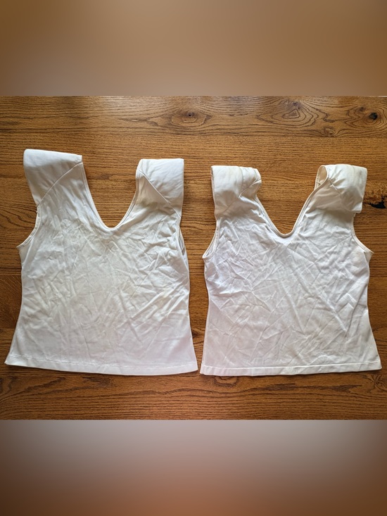 Bali Tops - Legg Cream v-neck Medium Tank Tops with built in shoulder pads - set of 2